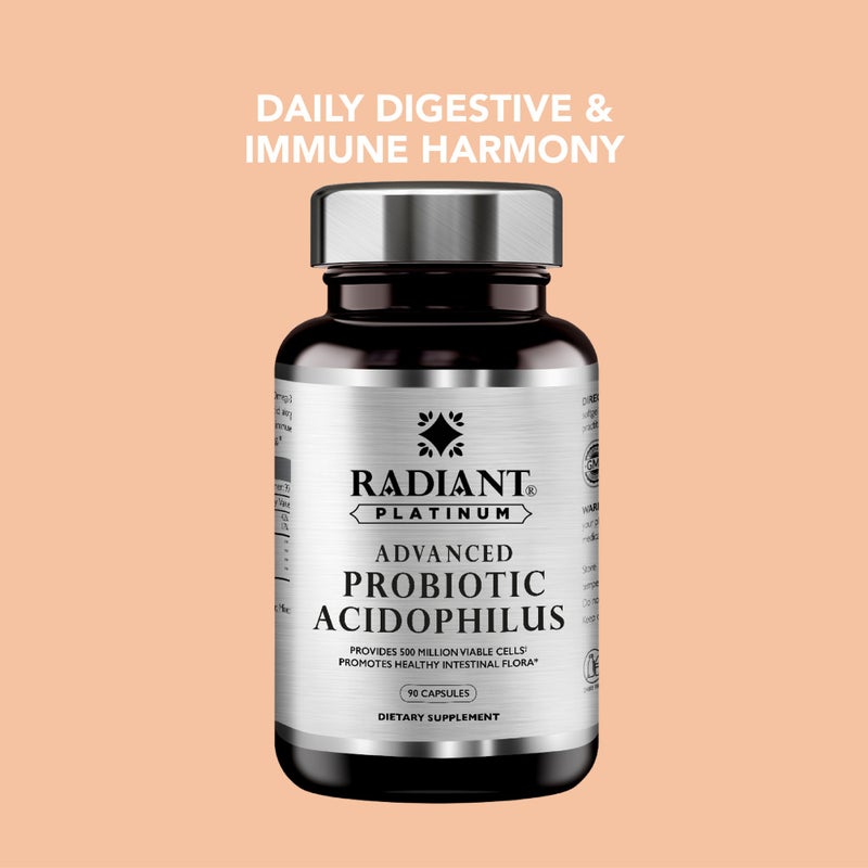 Radiant Platinum Advanced Probiotic Acidophilus – Provides 500 Million Viable Cells & Promotes Healthy Intestinal Flora x 90 Capsules - Image 4